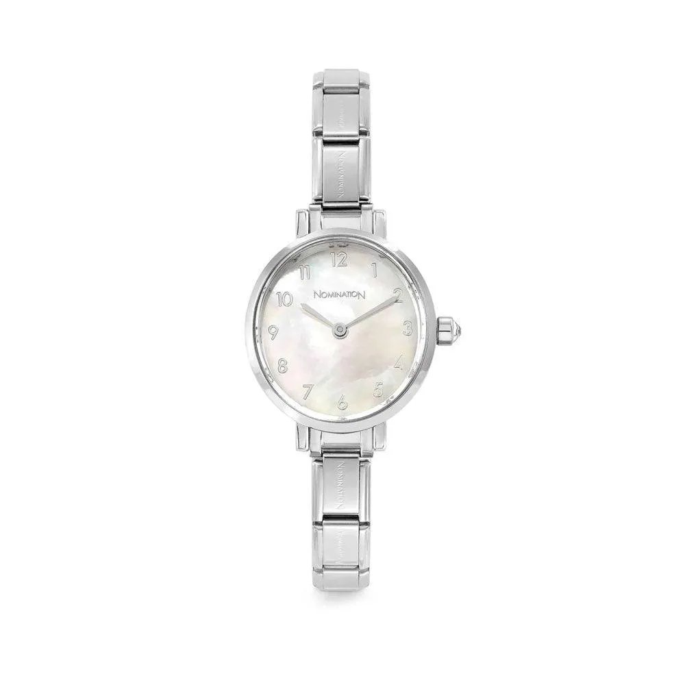 Watch 076038/008 Stainless Steel Oval White Mother Of Pearl Dial