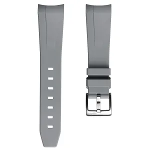 WatchGecko Curved Ends Rubber Watch Strap - Grey