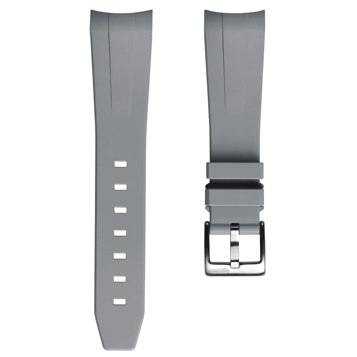 WatchGecko Curved Ends Rubber Watch Strap - Grey