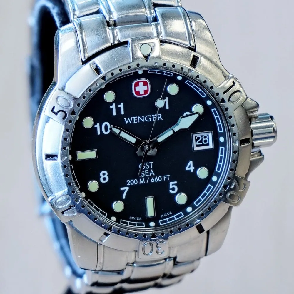 WENGER GST SEA Diver Watch 200M / 660FT Date ALL S.S. Quartz Wristwatch - 259.0419 - Ref. 78529