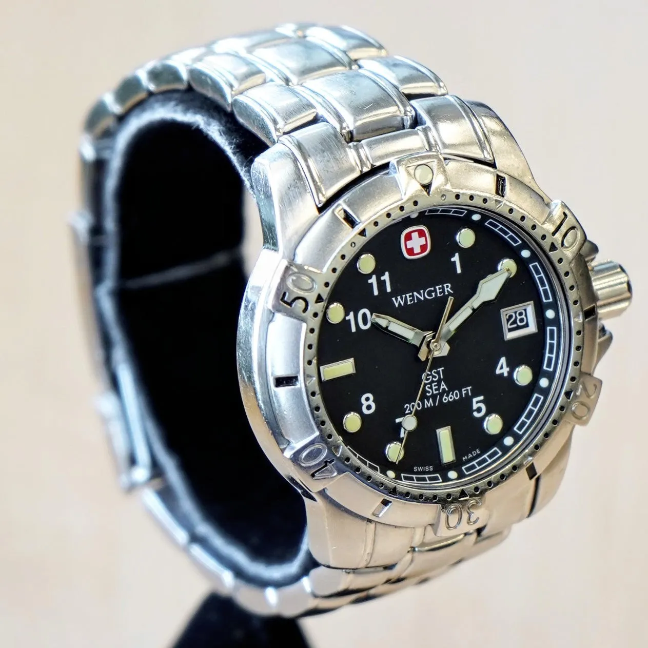 WENGER GST SEA Diver Watch 200M / 660FT Date ALL S.S. Quartz Wristwatch - 259.0419 - Ref. 78529