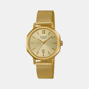 Women's Gold Analog Stainless Steel Mesh Band Watch SH289